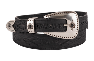 Leegin Dakota Black Embossed Leather Belt