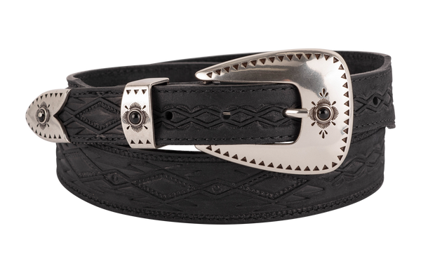 Tony Lama Dakota Black Embossed Western Belt | Pinto Ranch