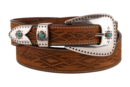 Tony Lama Dakota Brown Embossed Belt