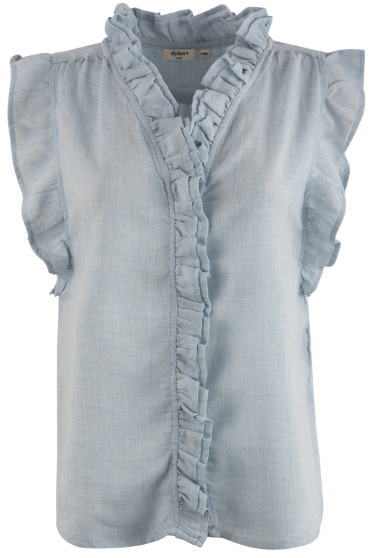 Dylan Chambray Ruffle Denim Shirt