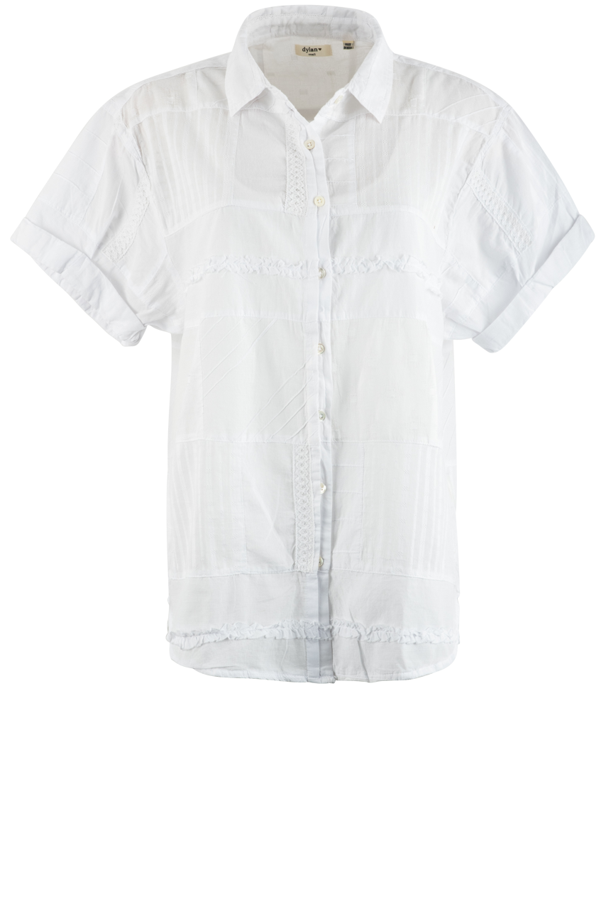 Dylan White Patchwork Button Down-Short
