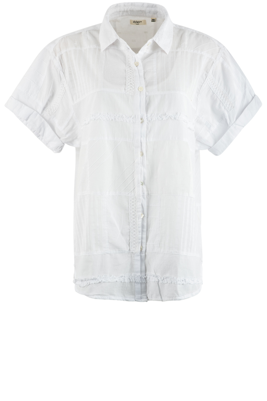 Dylan White Patchwork Button Down-Short