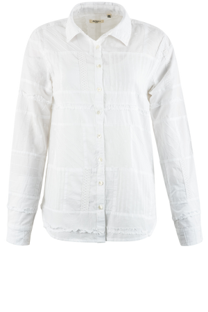Dylan White Patchwork Button Down-Long