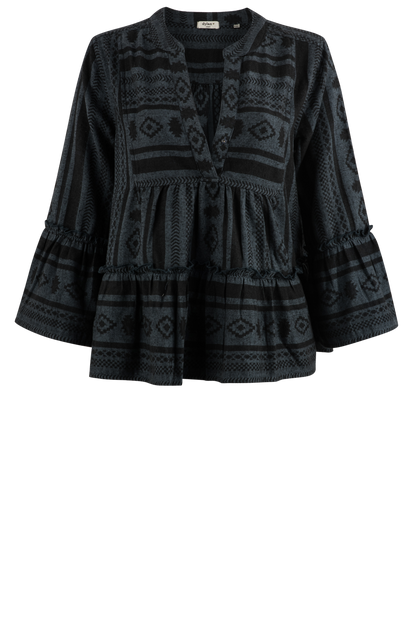 Dylan Woven Jacquard Blouse - Midnight