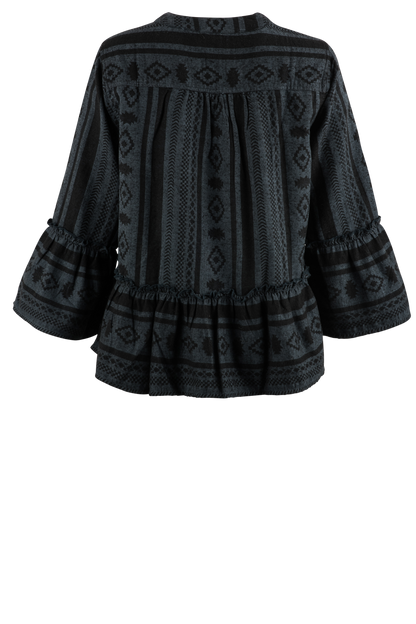 Dylan Woven Jacquard Blouse - Midnight