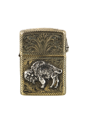 Silver King Brass Engraved Buffalo Zippo Lighter