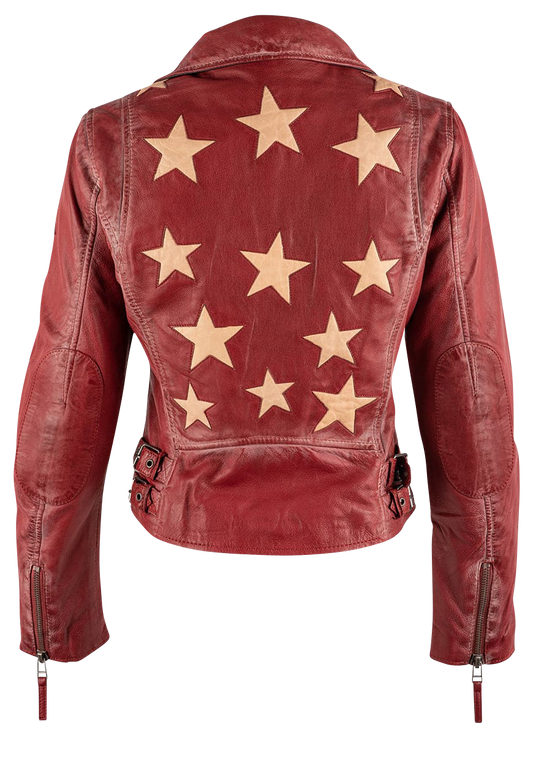 Mauritius Christy Red Lamb Leather Jacket