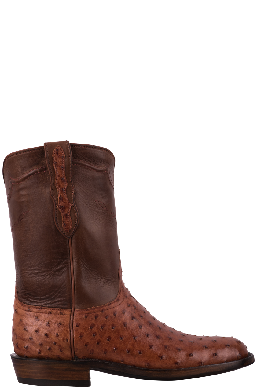 Black Jack Men s Cognac Full Quill Ostrich Roper Boots Pinto Ranch black-jack-men-s-cognac-full-quill-ostrich-roper-boots-pinto-ranch