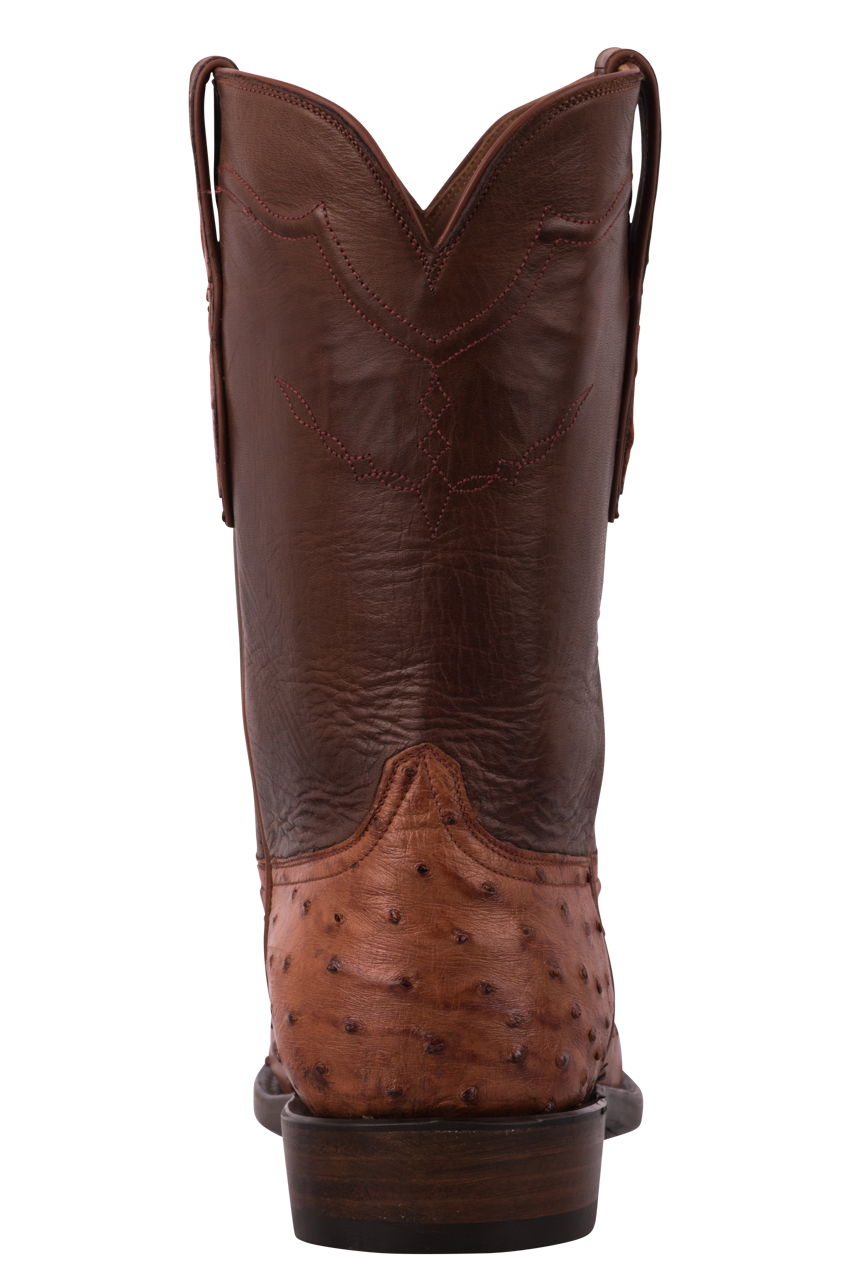 Black Jack Men's Full Quill Ostrich Roper Boots - Cognac