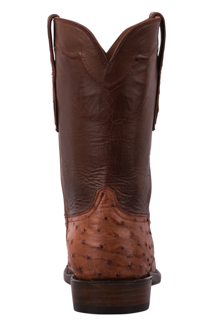 Black Jack Men's Full Quill Ostrich Roper Boots - Cognac