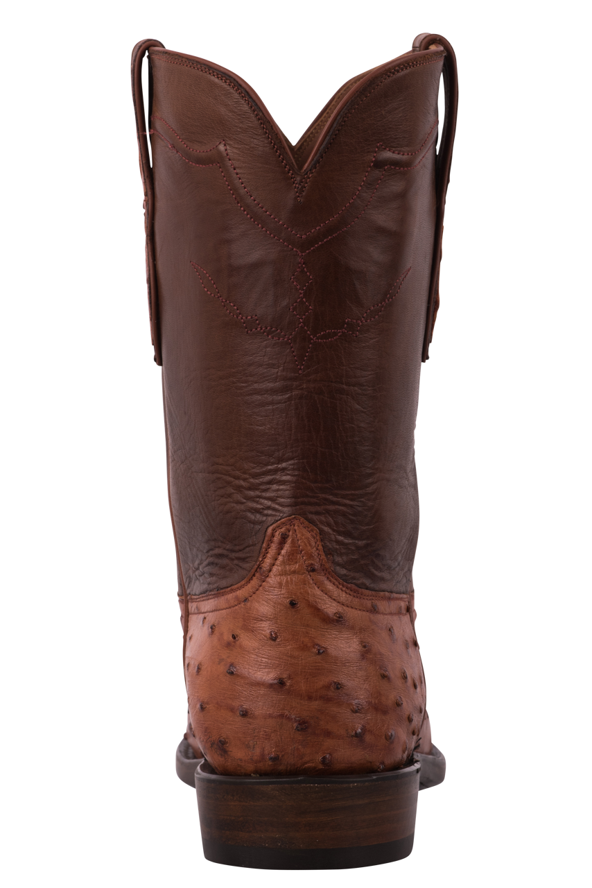 Black Jack Men's Cognac Full Quill Ostrich Roper Boots Pinto Ranch
