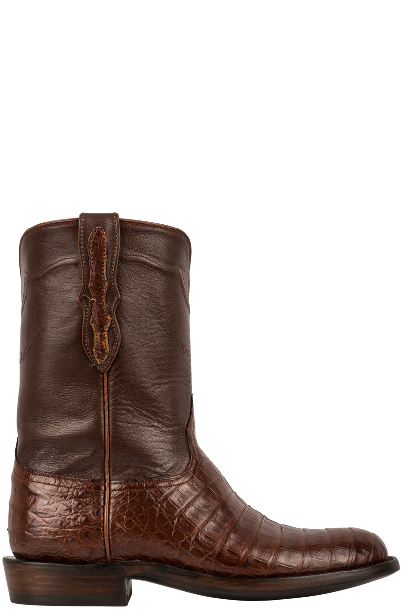 Black Jack Dark Cognac Caiman Belly Roper Boots | Pinto Ranch
