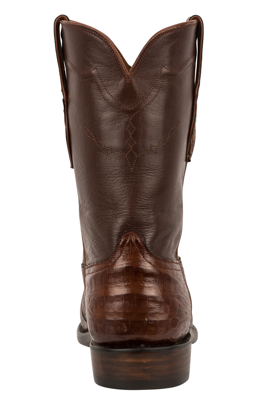 Black Jack Men's Caiman Belly Roper Boots - Dark Cognac