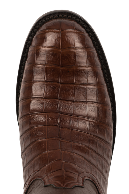 Black Jack Caiman Belly Roper Boots - Dark Cognac