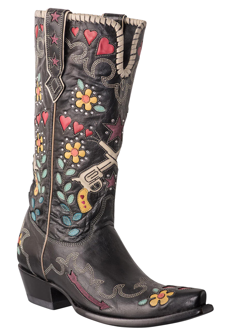 D Ranch by Old Gringo Women's Black Goat Bandit Cowgirl Boots | Pinto