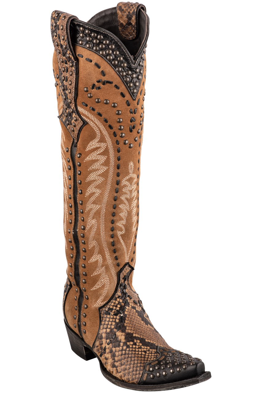 Double D Ranch by Old Gringo Women's Tall Snake Charmer Cowgirl Boots - Brown