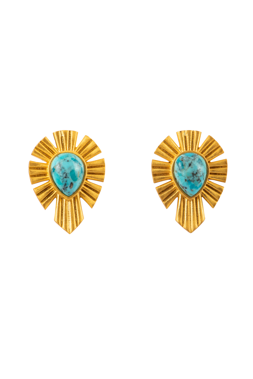 Christina Greene Gold & Bold Turquoise Stud Earrings
