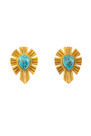 Christina Greene Gold & Bold Turquoise Stud Earrings