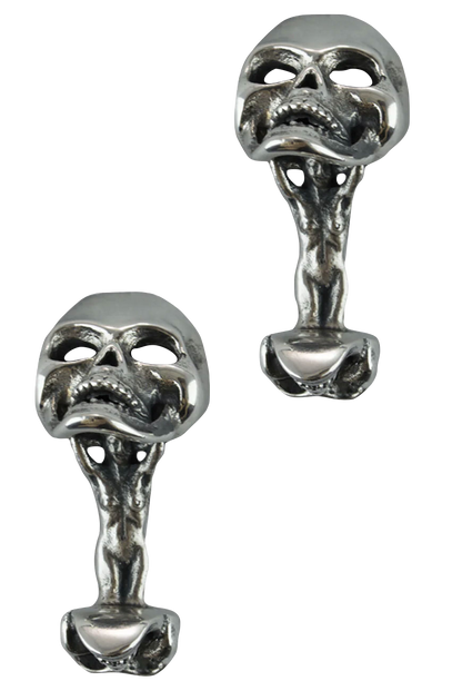 Jeff Deegan Double Skull Silver Cufflinks
