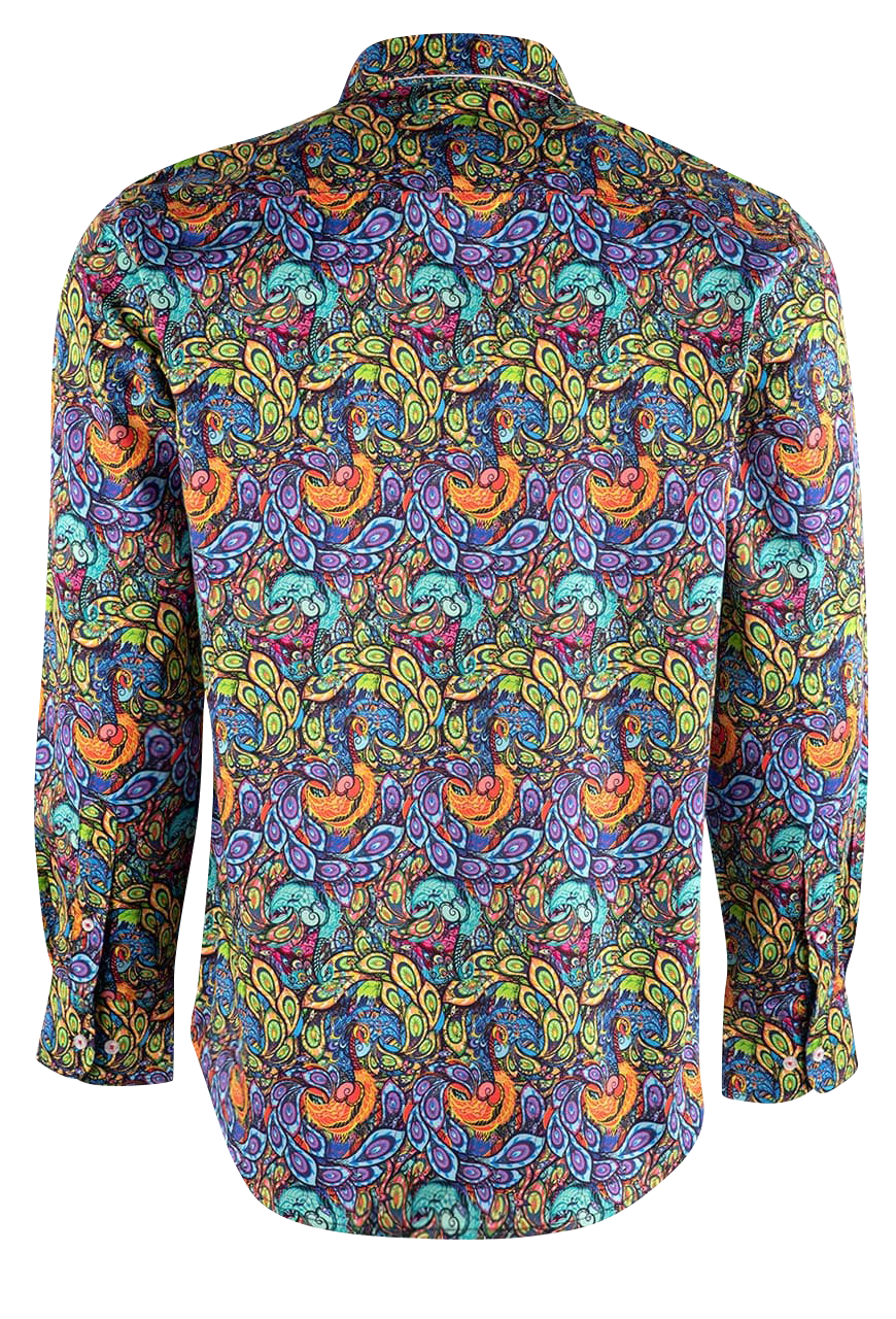 David Smith Australia Peacock Print Button-Front Shirt