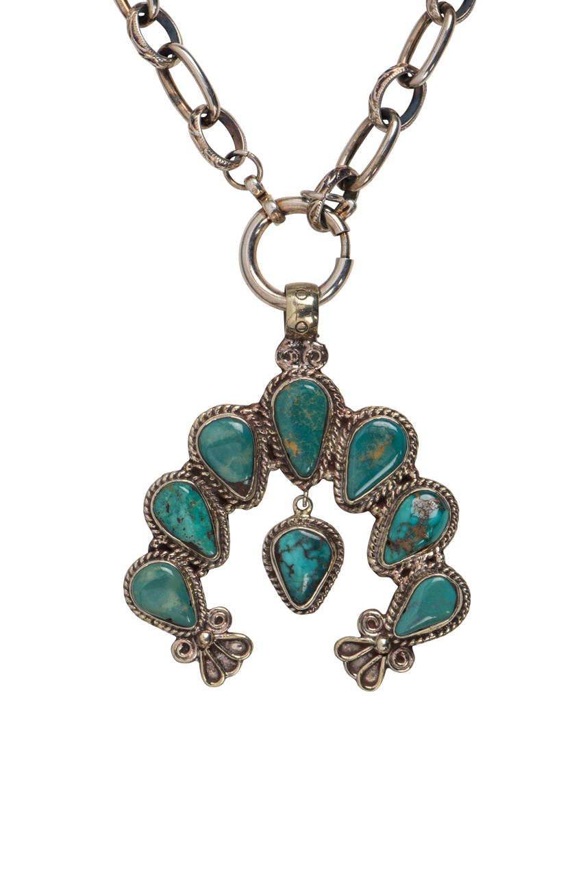Erin Knight Vintage Turquoise Squash Blossom Necklace