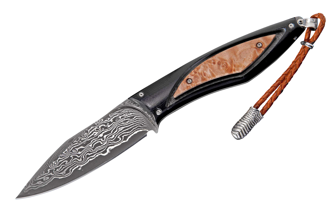 William Henry Raven Burl Fixed Blade Knife