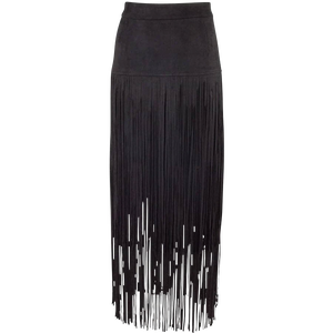 Adore Faux Suede Long Fringe Skirt