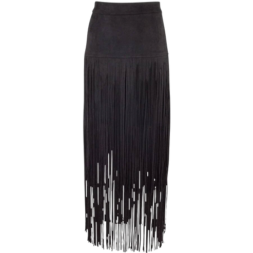 Adore Faux Suede Long Fringe Western Skirt | Pinto Ranch