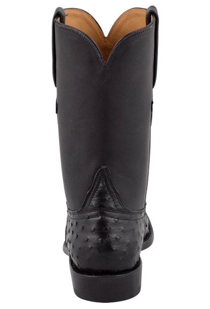 Lucchese Men's Full Quill Ostrich Roper Boots - Black