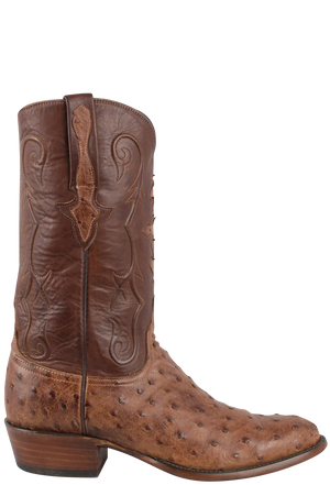 Lucchese Men's Full-Ostrich Cowboy Boots - Barnwood