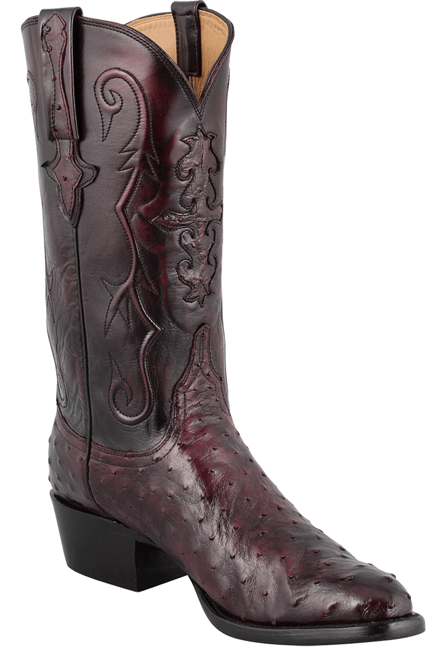 Black cherry ostrich boots best sale
