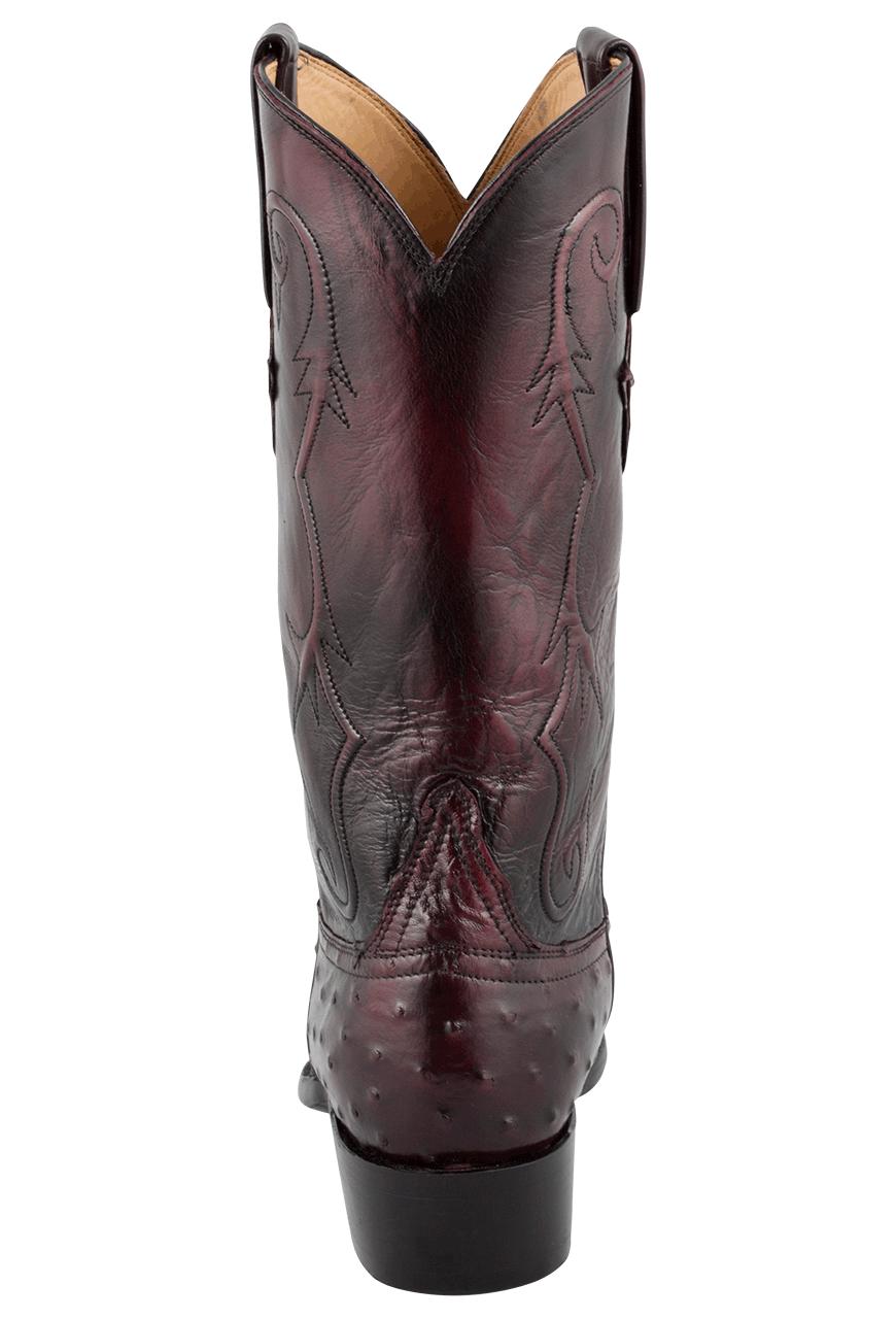 Lucchese Men's Full Quill Ostrich Black Cherry Cowboy Boots