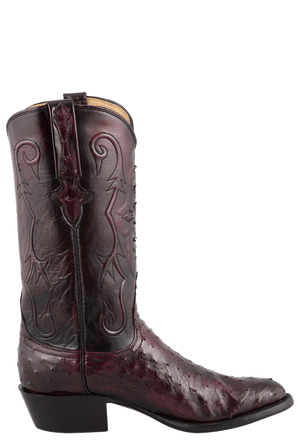 Lucchese Men's Full-Quill Ostrich Cowboy Boots - Black Cherry