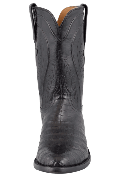 Lucchese Men's Belly Caiman Crocodile Roper Boots - Black