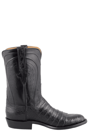 Lucchese Men's Belly Caiman Crocodile Roper Boots - Black