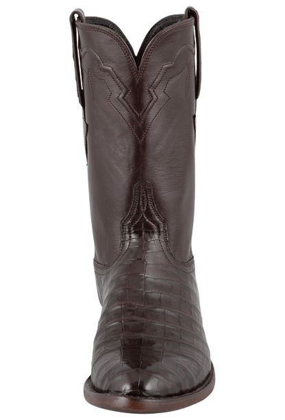 Lucchese Men's Caiman Crocodile Ultra Roper Boots - Chocolate