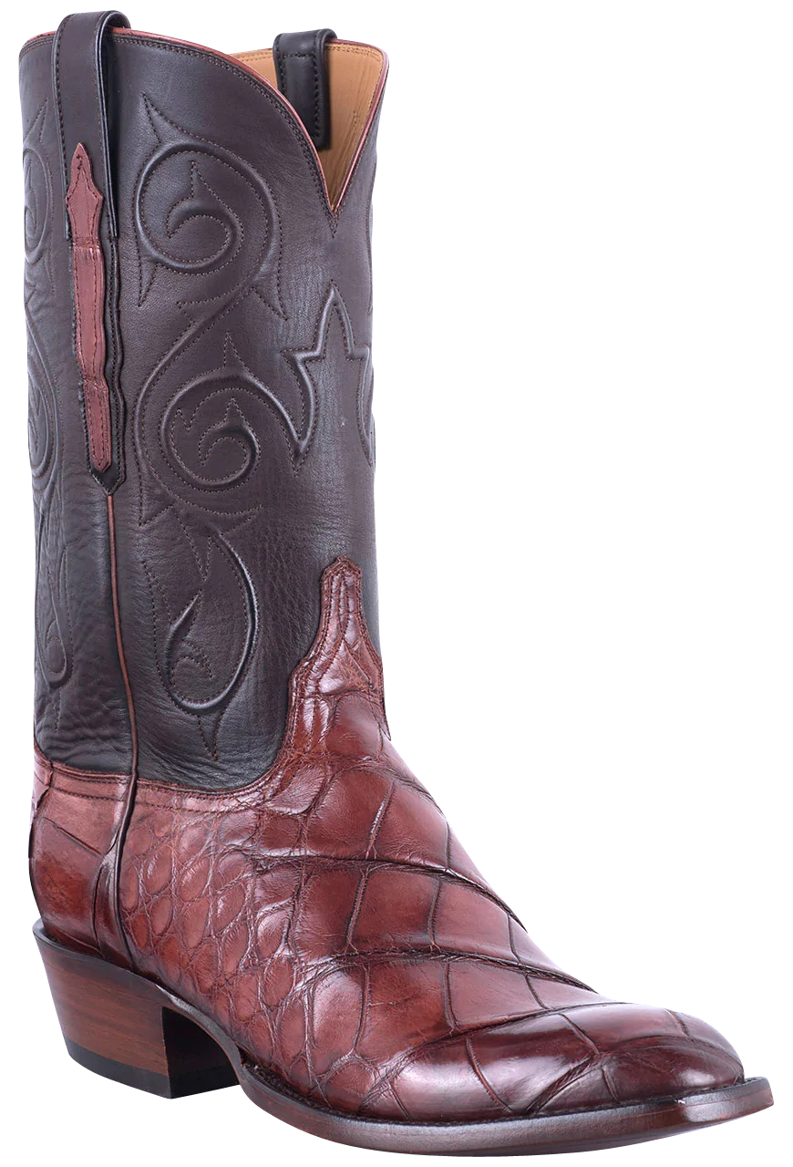 Lucchese Men's Giant Gator Cowboy Boots - Antique Italian Red