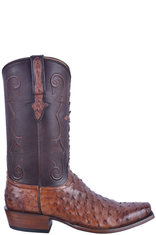 Lucchese Men's Full Quill Ostrich Cowboy Boots - Antique Chocolate