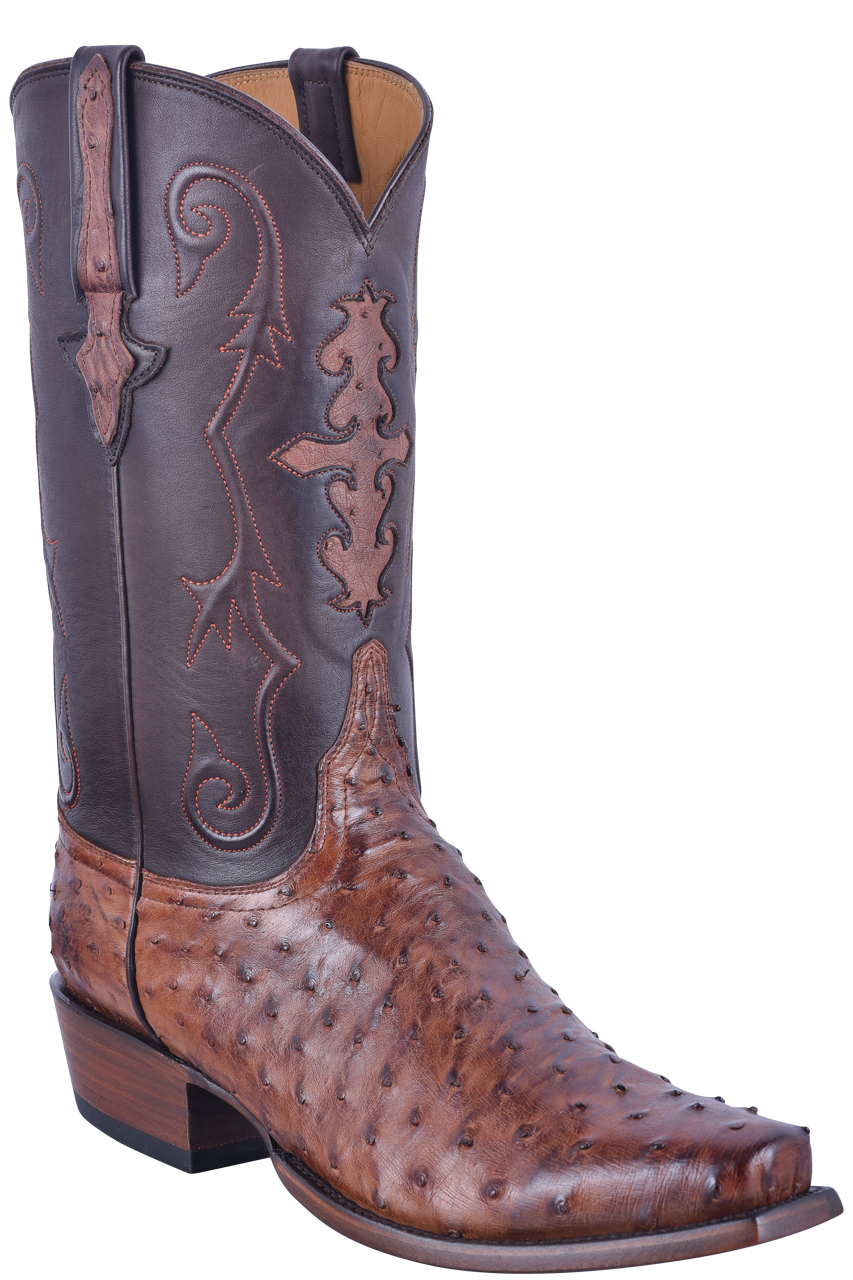 Lucchese Men's Antique Chocolate Full Quill Ostrich Cowboy Boots ...