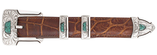 Chacon Gila Feathered Turquoise 1" Buckle Set