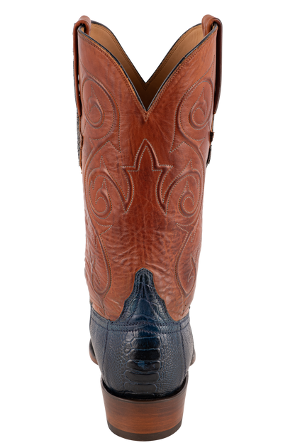 Lucchese Men's Ostrich Leg Red River Cowboy Boots - Antique Navy