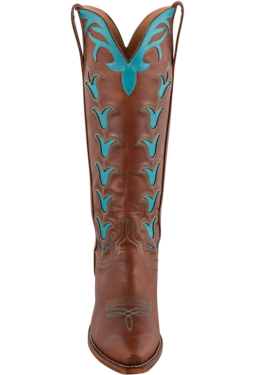 Lucchese Women's Chocolate Tulip Cowgirl Boots Pinto Ranch