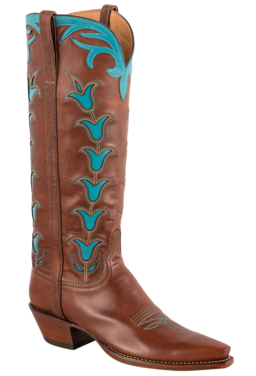 Lucchese Women's Tulip Cowgirl Boots - Chocolate