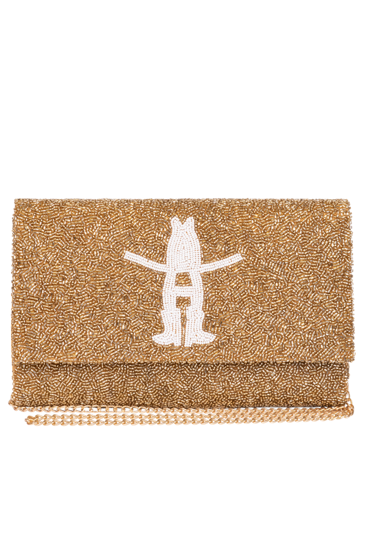 Christina Greene Houston Rodeo Beaded Clutch Bag - Gold