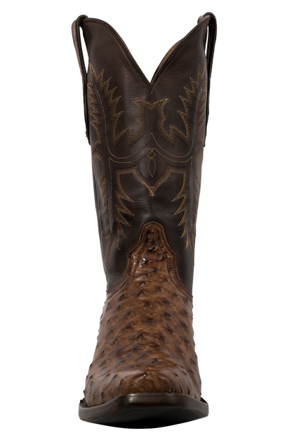 Black Jack Men's Kango Bruciato Full Quill Ostrich Cowboy Boots - Chocolate
