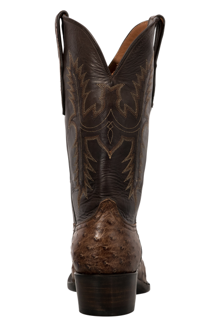 Black Jack Men's Kango Bruciato Full Quill Ostrich Cowboy Boots - Chocolate