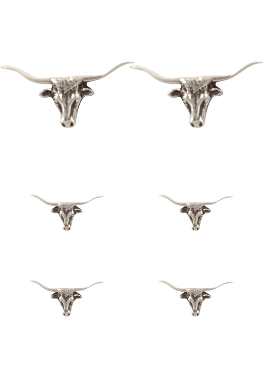 Pinto Ranch Silver Longhorn Cufflinks & Stud Set