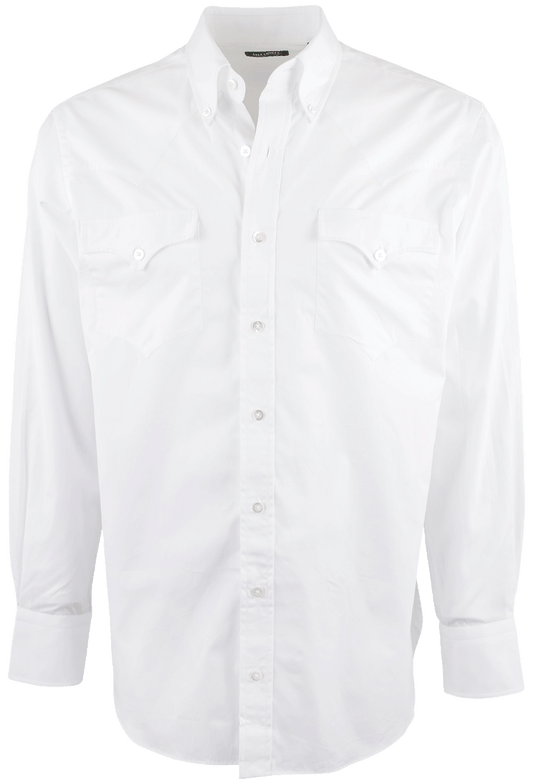 Lyle Lovett for Hamilton Poplin Button-Front Shirt - Solid White