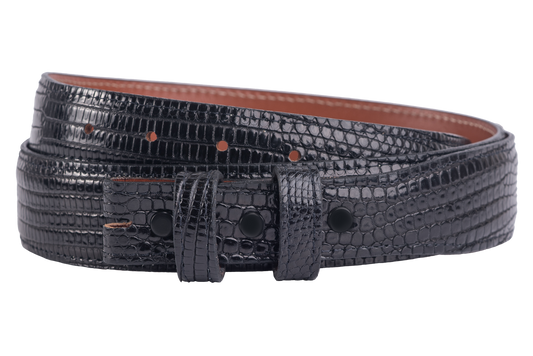 Chacon Lizard Tapered Belt Strap - Black