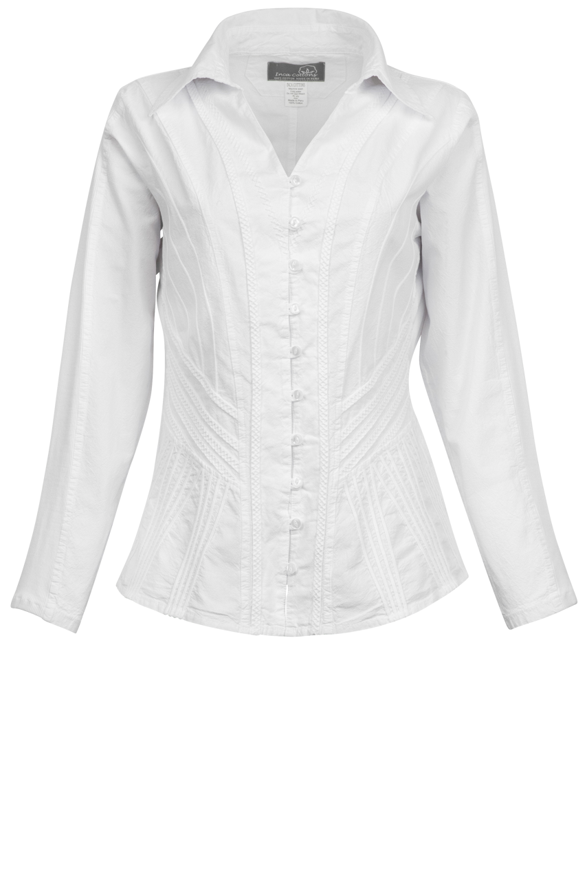 Inca Cottons White Button Down Western Top | Pinto Ranch